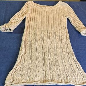 Beige Cable Knit Sweater Shirt